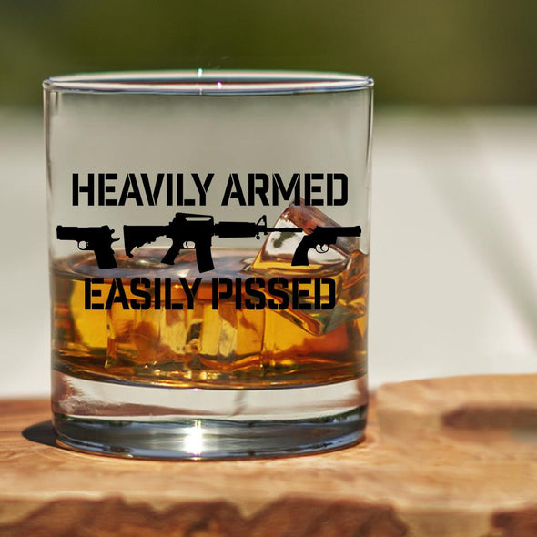 Whiskey Glass - Heavily Armed Easily Pissed - 2 Monkey Trading LLC