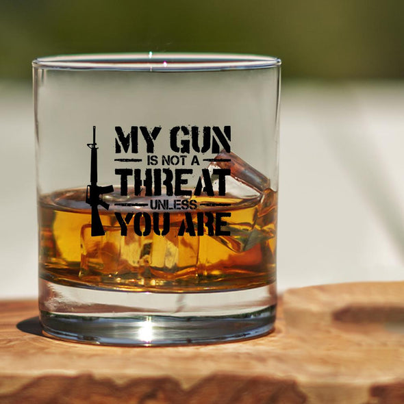 Whiskey Glass - My Gun is Not a Threat - 2 Monkey Trading LLC