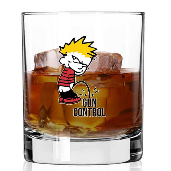 Whiskey Glass - P on Gun Control - 2 Monkey Trading LLC