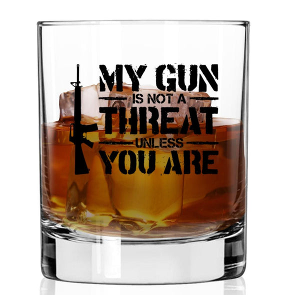 Whiskey Glass - My Gun is Not a Threat - 2 Monkey Trading LLC